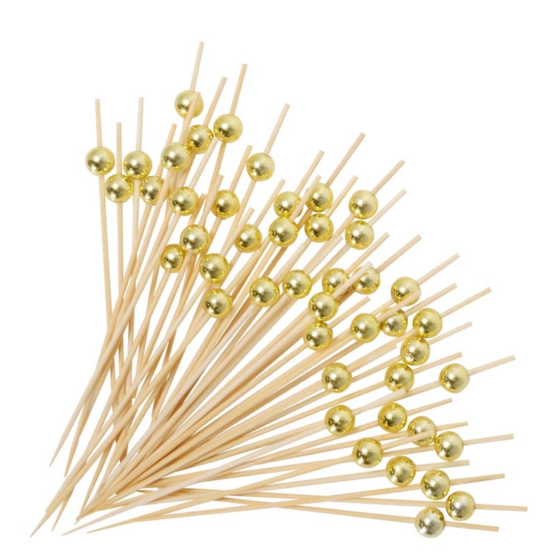 100PCS Fancy Toothpicks for Appetizers Gold Cocktail Picks for Party Decoration Appetizer Skewers for Charcuterie Sandwich Burgers Fruit  47 inch