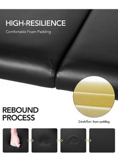 Arabest Massage Table Portable Massage Bed Lash Bed Facial Table SPA Beds Reiki Table Portable Height Adjustable Black  - Image 3
