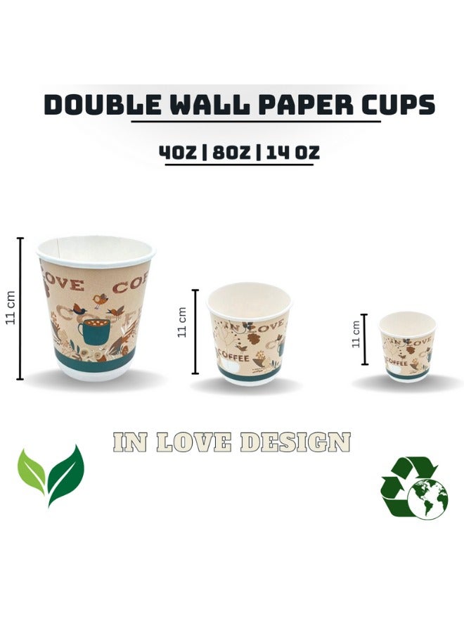 Halapack Bulk Pack 8oz Disposable Double Wall Paper Cups with In-Love Design +2 Bonus Cups - Image 3
