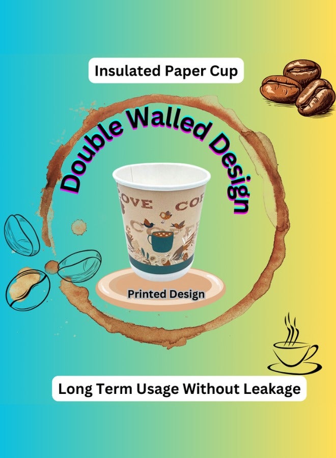Halapack Bulk Pack 8oz Disposable Double Wall Paper Cups with In-Love Design +2 Bonus Cups - Image 1