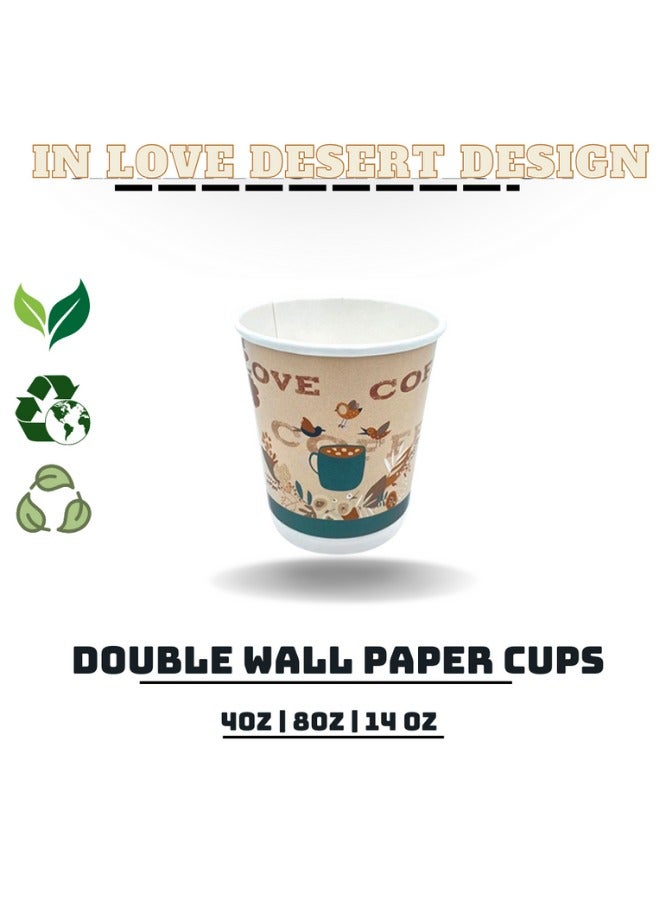 Halapack Bulk Pack 8oz Disposable Double Wall Paper Cups with In-Love Design +2 Bonus Cups - Image 4