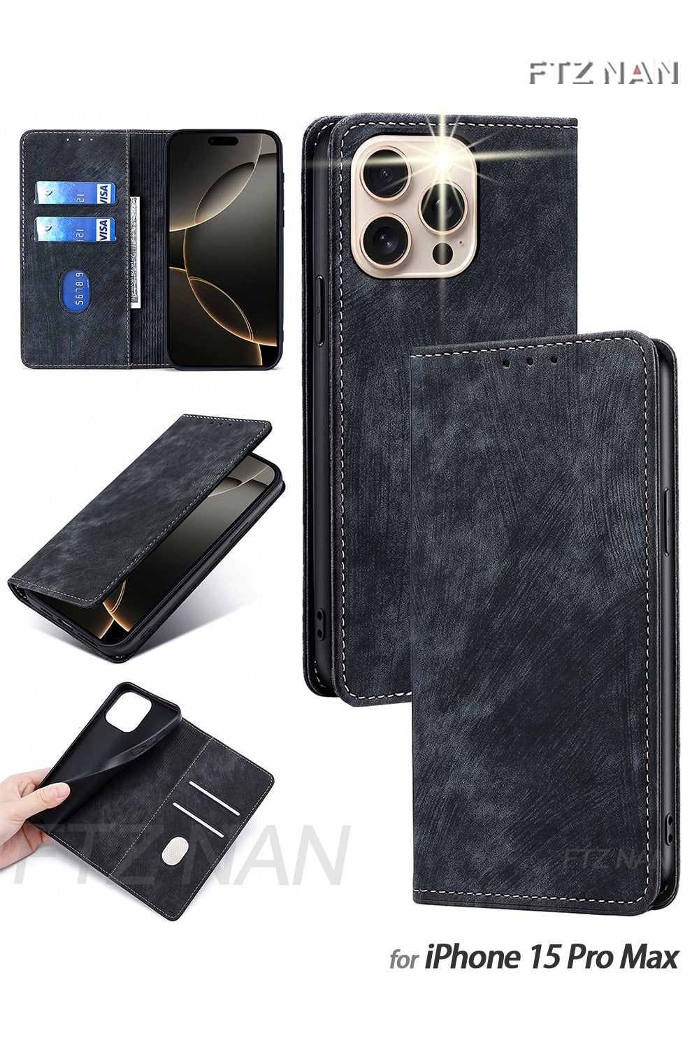 ftznan Ftznan iPhone 15 Pro Max Flip Wallet Case 89 g Z429AC178A7C3449FC3D8Z
