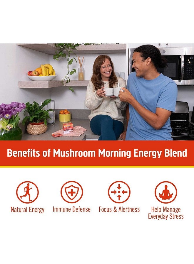 Morning Energy Blend Mushroom Powder Drink 8.47 Ounce Canister Coffee Free Energy Drink With Cordyceps Vitamin D2 Agaricus Bisporus Lion Mane Rhodiola And Turkey Tail