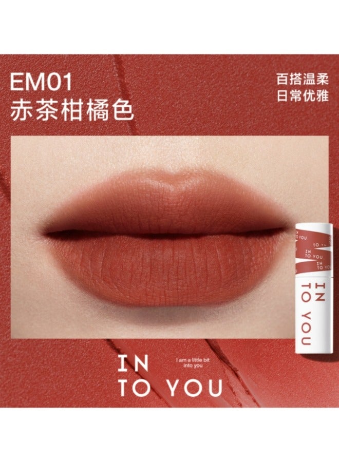 INTO YOU EM01 Red Tea Tangerine Lip Mud - Versatile Elegance for Everyday Use