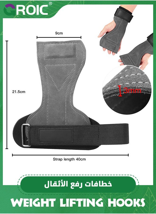 GROIC Weight Lifting Wrist Strap,Double Layer Leather Weightlifting Wrist Strap for Deadlift and Powerlifting, Adjustable Padded Gym Workout Lifting Wrist Hooks Gym Lifting Straps  - Image 5