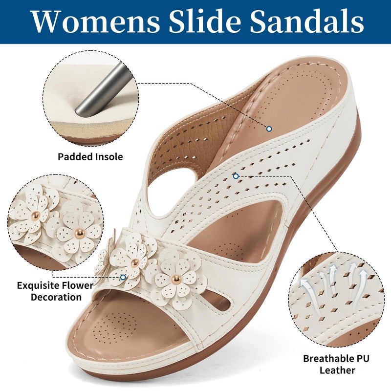 Ecetana Sandals for Women Wedge Shoes: Slip On Dressy Summer Comfortable Slides Sandals Lightweight Memory Foam Platform Shoes - Image 5