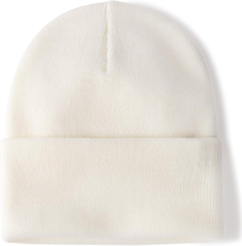 NORTHWIND Cuffed Knitted Unisex Acrylic Winter Cap for Man & Women Beanie Cap for Men & Women Monkey Cap Woolen Cap for Men & Woman (in, Alpha, Free Size, Off White) - Image 1