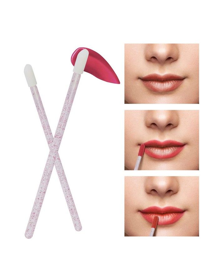 tifanso 300 Pcs Lip Brush Disposable Makeup Applicators Lip Gloss Brush Lipstick Applicator Wands Multicolor Makeup Tool Kits Beauty Lipstick Cosmetic (Crystal Pink) - Image 5