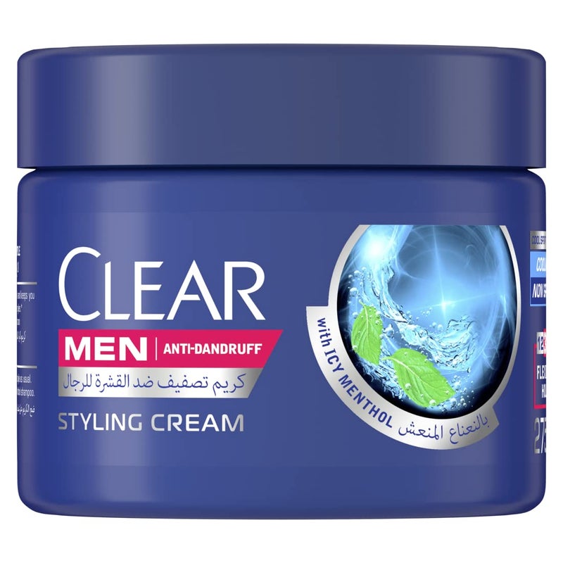Clear Men Soft Styling Cream – 275 ml, Cool Sport Menthol Hair Cream for Frizz Control & Styling - Image 1