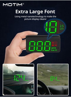 Motim 1 Pcs Universal Car HUD Speedometer Car Heads-up Display Plug and Play with USB Connection, Displays MPH, Comes with Speed/RPM/Voltage/Temperature Warning Alarm Displayer.Over Speed Alert HD Display Speedometer for All Vehicles  - Image 4