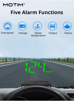 Motim 1 Pcs Universal Car HUD Speedometer Car Heads-up Display Plug and Play with USB Connection, Displays MPH, Comes with Speed/RPM/Voltage/Temperature Warning Alarm Displayer.Over Speed Alert HD Display Speedometer for All Vehicles  - Image 5