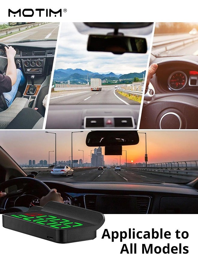 Motim - 1 Pcs Universal Car HUD Speedometer Car Heads-up Display Plug and Play with USB Connection, Displays MPH, Comes with Speed/RPM/Voltage/Temperature Warning Alarm Displayer.Over Speed Alert HD Display Speedometer for All Vehicles - Image 1