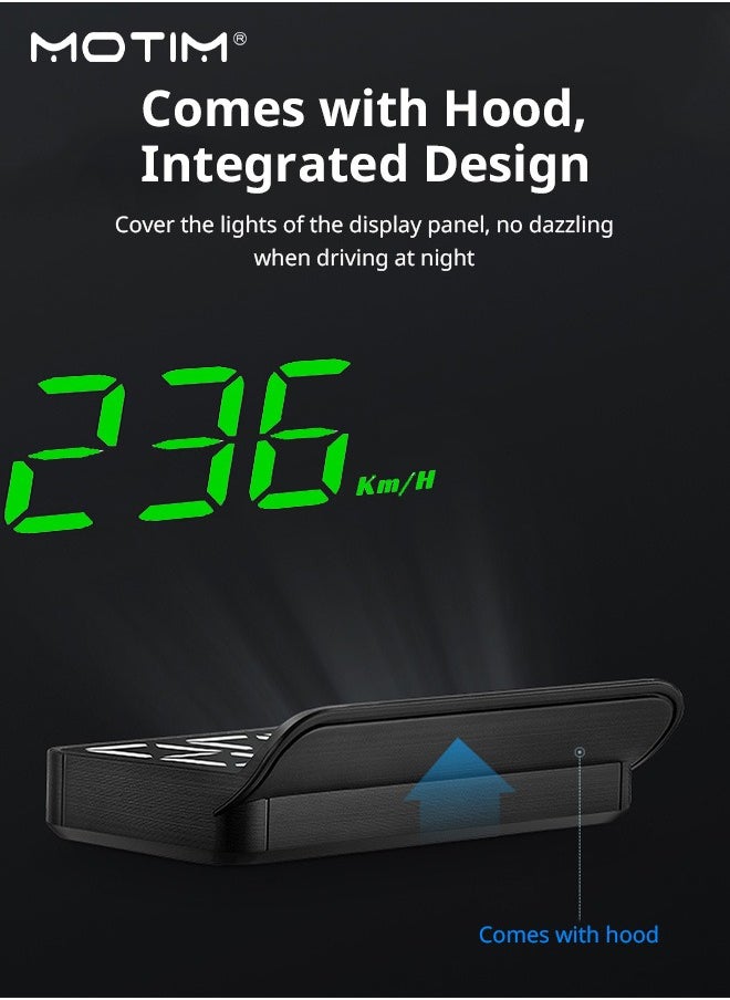 Motim - 1 Pcs Universal Car HUD Speedometer Car Heads-up Display Plug and Play with USB Connection, Displays MPH, Comes with Speed/RPM/Voltage/Temperature Warning Alarm Displayer.Over Speed Alert HD Display Speedometer for All Vehicles - Image 1