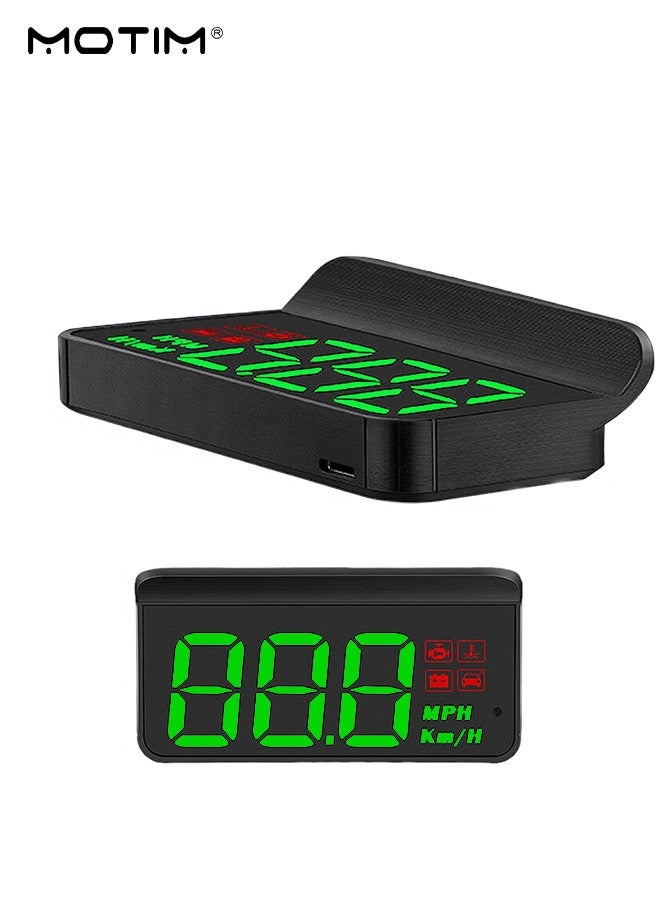 Motim Universal Car HD Speedometer Car Heads-up Display Speedometer, Displays MPH, Comes with Speed/RPM/Voltage/Temperature Warning Alarm Displayer, Plug and Play with USB Connection, Over Speed Alert HD Display Speedometer for All Vehicles  - Image 1