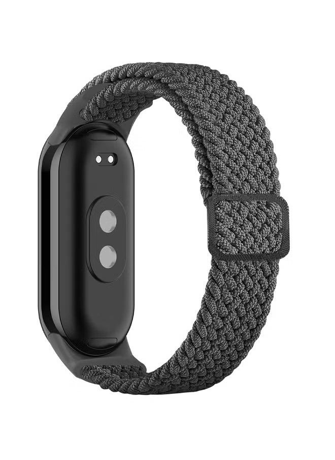 اتش واي حزام نسيج نايلون مضفر ل Xiaomi Mi Band 9 8 سوار استبدال طوق الساعة المطاطي القابل للتعديل من النايلون (رمادي)  - Image 1