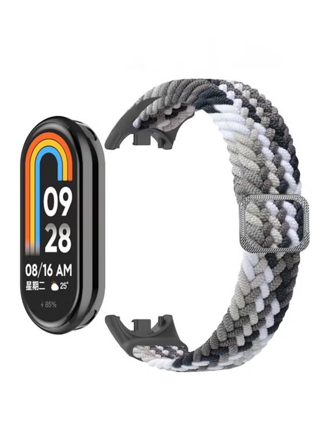 اتش واي حزام نسيج نايلون مضفر ل Xiaomi Mi Band 9 8 سوار استبدال طوق الساعة المطاطي القابل للتعديل من النايلون (رمادي)  - Image 2