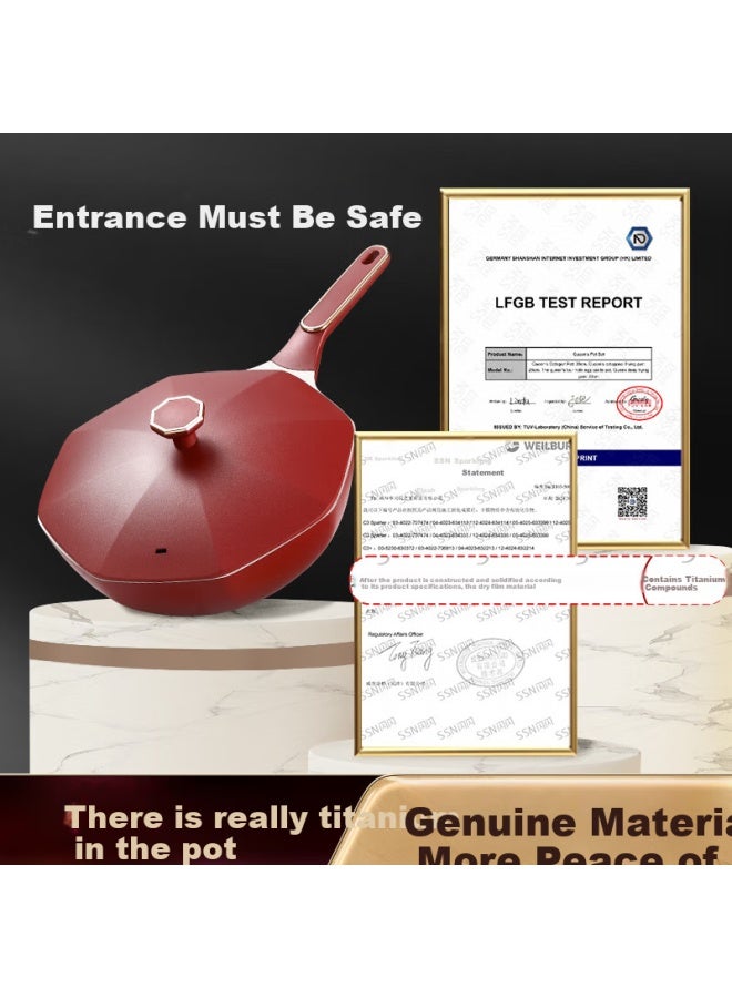 Ssn Titanium Non-stick Wok Octagonal Flat Bottom Frying Pan Non-stick Cooking Pot Less Oil - Image 3