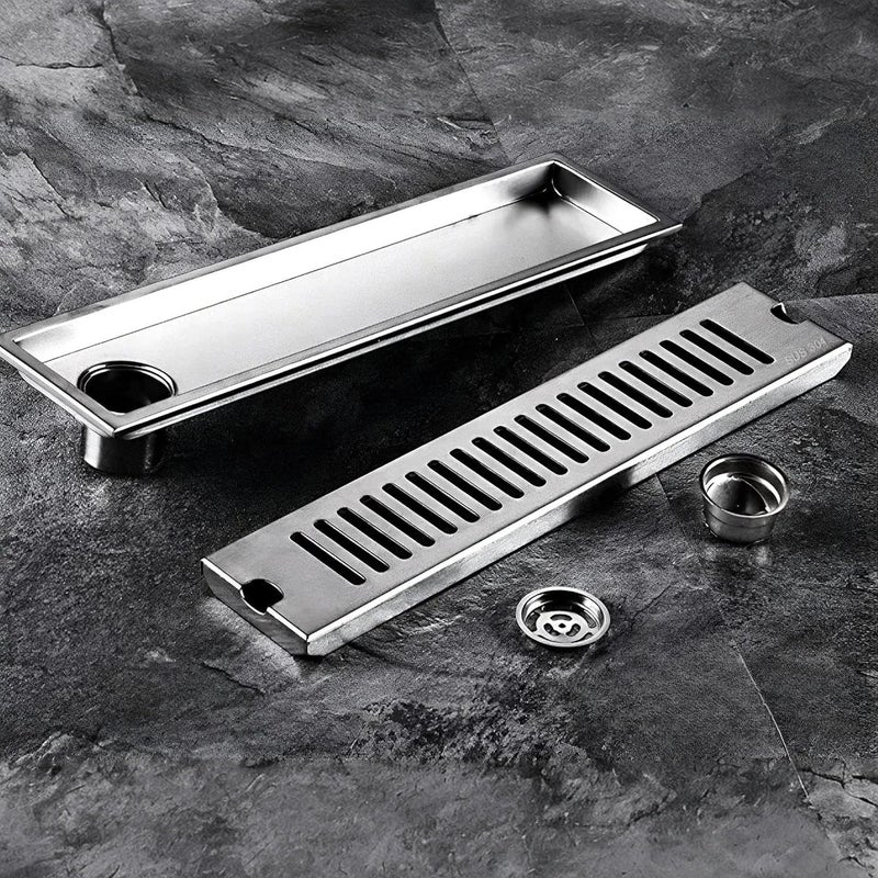 SPAZIO Spazio LinearVertical Shower Drain Channel 24x4 Inches304 Grade Stainless Steel LinearVertical Drain Channel 24 x 4 Inches for 13mm Tile Waste Water Floor Drain with Cockroach Trap  - Image 2