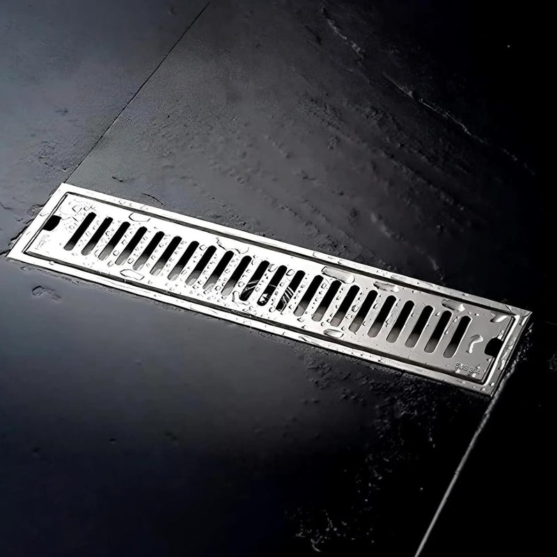 SPAZIO Spazio LinearVertical Shower Drain Channel 24x4 Inches304 Grade Stainless Steel LinearVertical Drain Channel 24 x 4 Inches for 13mm Tile Waste Water Floor Drain with Cockroach Trap  - Image 1