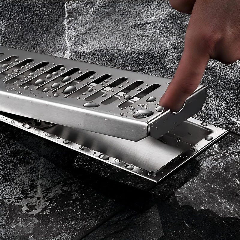 SPAZIO Spazio LinearVertical Shower Drain Channel 24x4 Inches304 Grade Stainless Steel LinearVertical Drain Channel 24 x 4 Inches for 13mm Tile Waste Water Floor Drain with Cockroach Trap  - Image 3