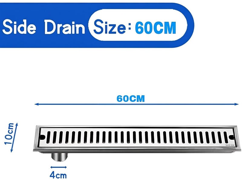 SPAZIO Spazio LinearVertical Shower Drain Channel 24x4 Inches304 Grade Stainless Steel LinearVertical Drain Channel 24 x 4 Inches for 13mm Tile Waste Water Floor Drain with Cockroach Trap  - Image 4