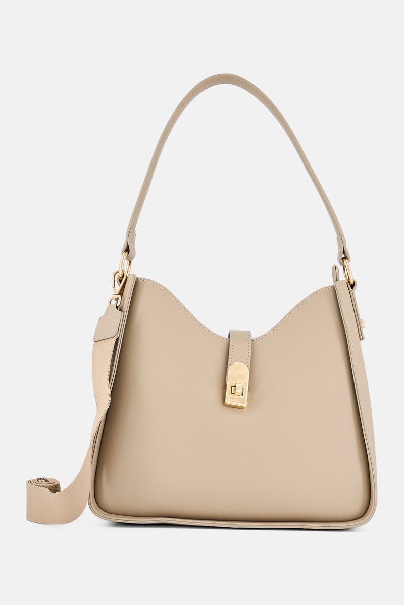 Kathy Ireland Women Plain Cross Body Bag, Taupe - Image 1