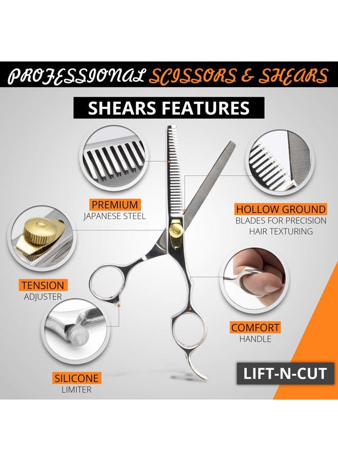 CYNAMED Professional Hair Barber Cutting Scissors Set with Leather Case û Hairdressing, Thinning, Razor-Edge Japanese Stainless Steel DIY - Image 3