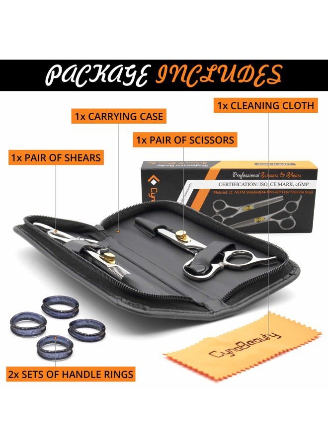 CYNAMED Professional Hair Barber Cutting Scissors Set with Leather Case û Hairdressing, Thinning, Razor-Edge Japanese Stainless Steel DIY - Image 4
