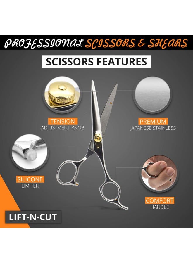 CYNAMED Professional Hair Barber Cutting Scissors Set with Leather Case û Hairdressing, Thinning, Razor-Edge Japanese Stainless Steel DIY - Image 2