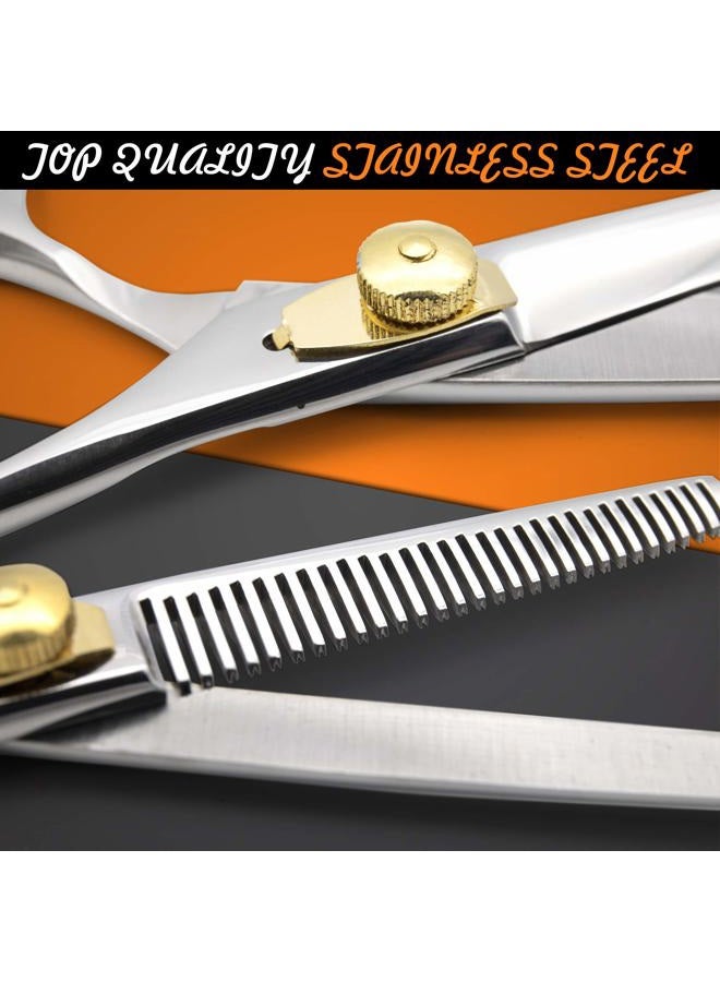 CYNAMED Professional Hair Barber Cutting Scissors Set with Leather Case û Hairdressing, Thinning, Razor-Edge Japanese Stainless Steel DIY - Image 5