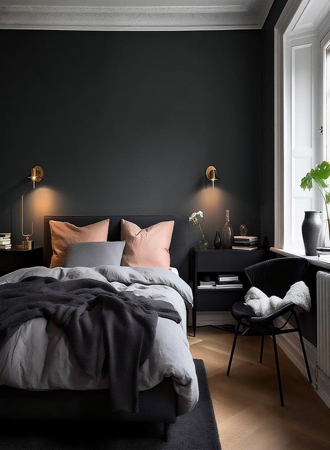 Ismoon Peel and Stick Wallpaper Solid Contact Paper Black Wallpaper 15.7''x118''Matte Black Removable Self-Adhesive Renter Friendly Wall Paper for Bedroom Thickening Waterproof Modern Vinyl - Image 2