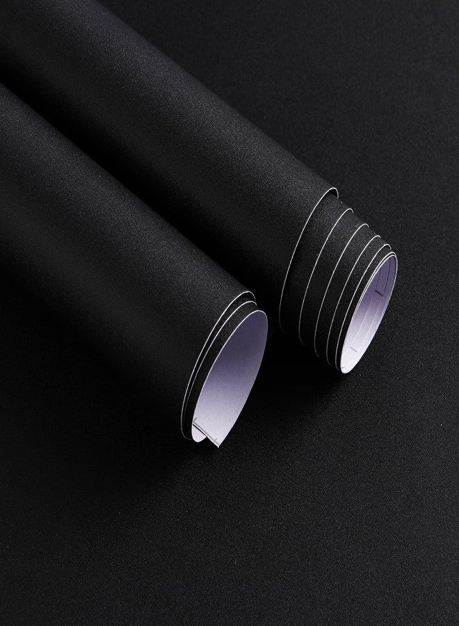 Ismoon Peel and Stick Wallpaper Solid Contact Paper Black Wallpaper 15.7''x118''Matte Black Removable Self-Adhesive Renter Friendly Wall Paper for Bedroom Thickening Waterproof Modern Vinyl - Image 1