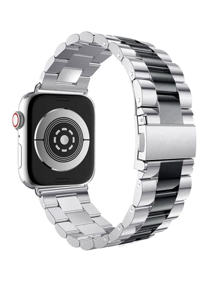 Voberry Replacement Adjustable Strap For Apple Watch Series 4 44mm Silver/Black - Image 2