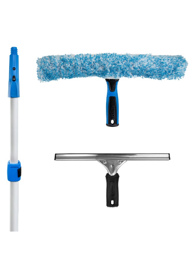 أنجر طقم أدوات احترافية لتنظيف النوافذ لا تترك علامات أزرق وفضي 4 x 38 x 116.33 سم 988900 - Image 1