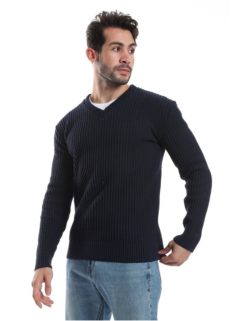 Caesar Wool Mens Pullover With V Neck  - Image 3