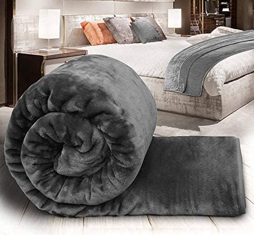 DEILYVERY Ultra Soft Microfiber Luxurious Embossed Very Warm Korean Mink Double Bed Blanket for Winter Gray Double