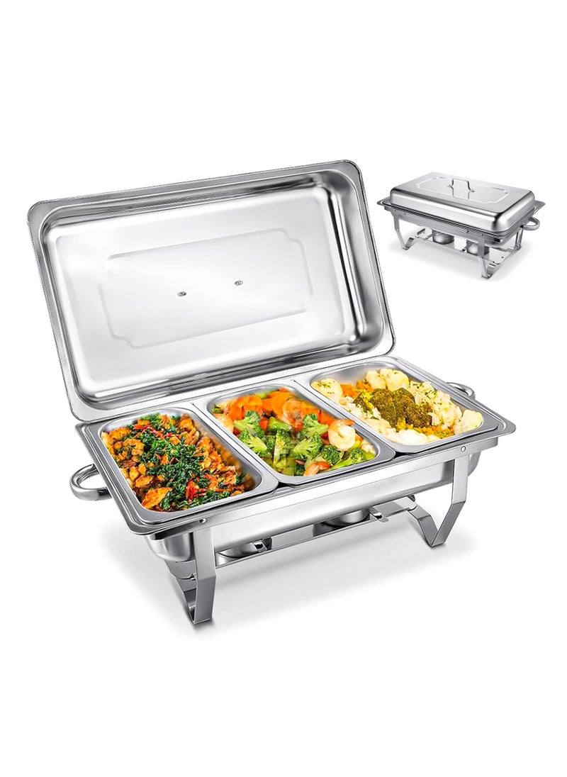 Joshberg 12L Chafing Dish Buffet Set Catering Serve Chafe Restaurant Food Warmer Stainless Steel Rectangular Buffet Stove Tray with Lid  - Image 1