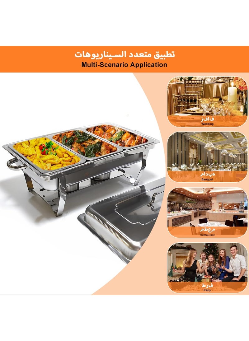Joshberg 12L Chafing Dish Buffet Set Catering Serve Chafe Restaurant Food Warmer Stainless Steel Rectangular Buffet Stove Tray with Lid  - Image 2
