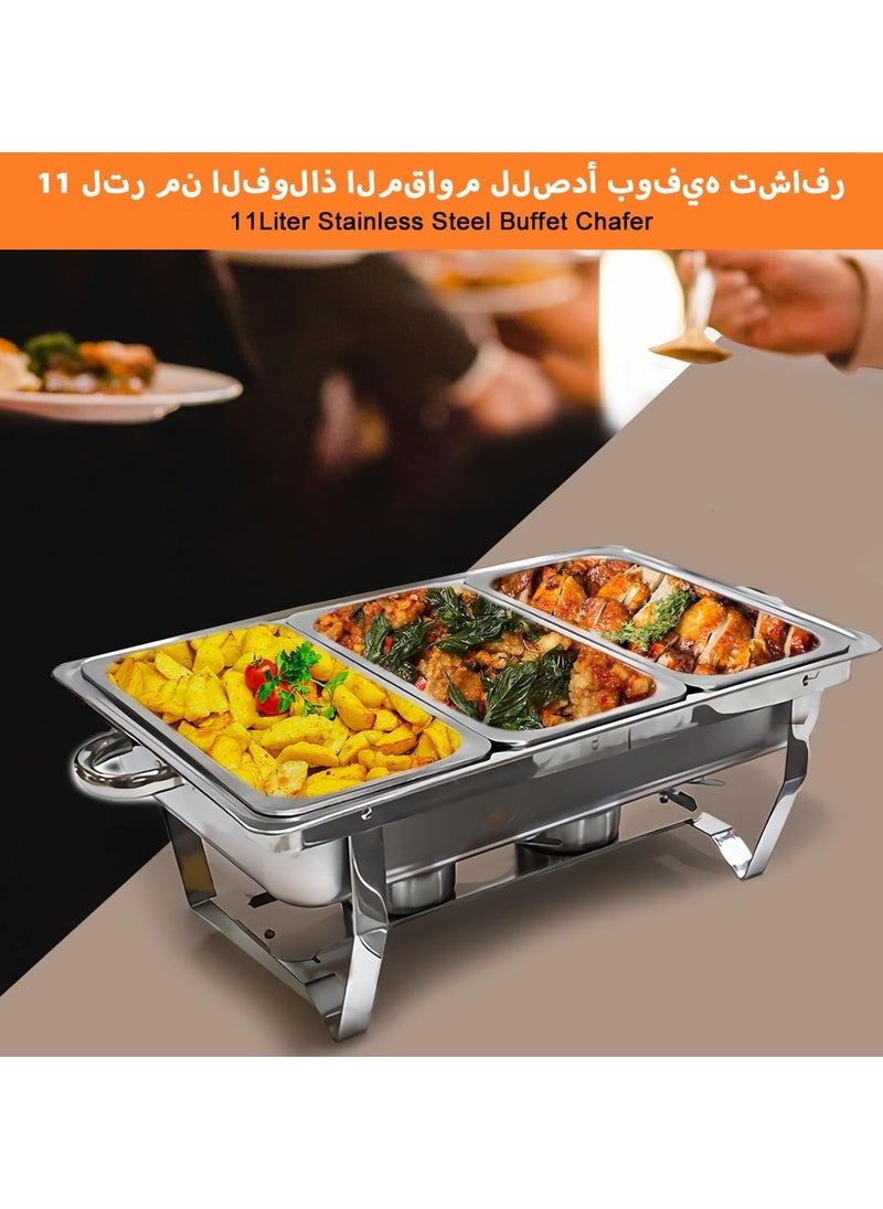 Joshberg 12L Chafing Dish Buffet Set Catering Serve Chafe Restaurant Food Warmer Stainless Steel Rectangular Buffet Stove Tray with Lid  - Image 3