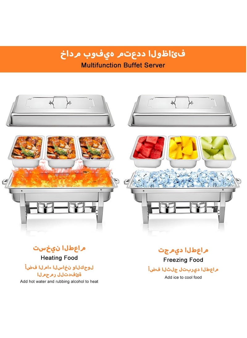 Joshberg 12L Chafing Dish Buffet Set Catering Serve Chafe Restaurant Food Warmer Stainless Steel Rectangular Buffet Stove Tray with Lid  - Image 4
