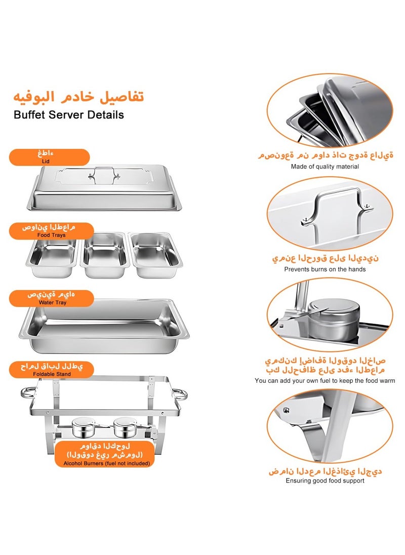 Joshberg 12L Chafing Dish Buffet Set Catering Serve Chafe Restaurant Food Warmer Stainless Steel Rectangular Buffet Stove Tray with Lid  - Image 5