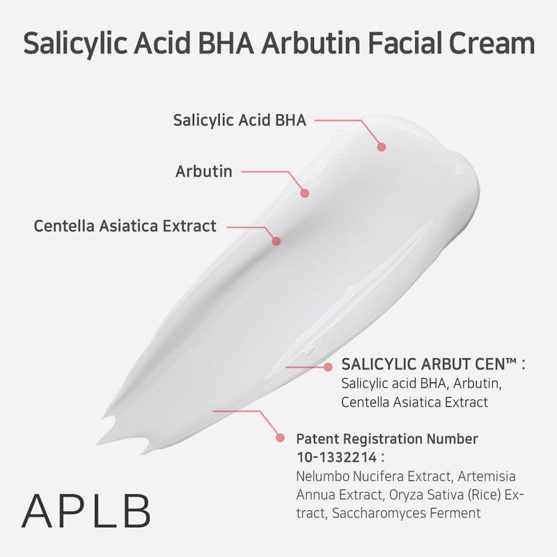 APLB Salicylic Acid BHA Arbutin Facial Cream | SALICYLIC ARBUT CENâ„¢ 23.1% 1.86 FL.OZ/Korean Skincare, Deep hydration, Acne & Pore care, Revitalize for gentle and improve skin texture - Image 4