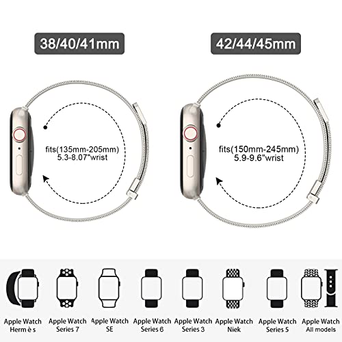Meliya Straps Compatible with Apple Watch Band 38mm 40mm 41mm 42mm 44mm 45mm 46mm 49mm Women Men, Adjustable Mesh Loop Magnetic Milanese Strap for iWatch Series 10 9 8 7 6 5 4 3 2 1 SE - Image 3