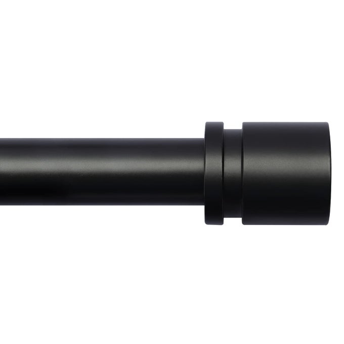 CURTAIN RODS FOR WINDOWS 16 TO 48 OR 60 INCHES MAX ADJUSTABLE LENGTH 1 INCH DIAMETER WINDOW CURTAIN ROD WITH ALUMINIUM FINIALS BLACK
