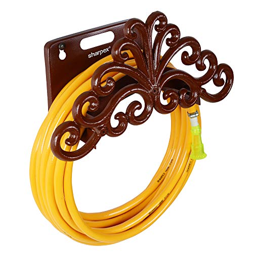 Sharpex Combo of Hose Hanger and Hose Pipe for Garden, Car Bike Washing, Indoor Outdoor use, Hotel and Backyard - Heavy Duty Yellow Hose Water Pipe 20 Meter 0.5 Inch with Brown Wall Mount Hose Hanger - Image 2