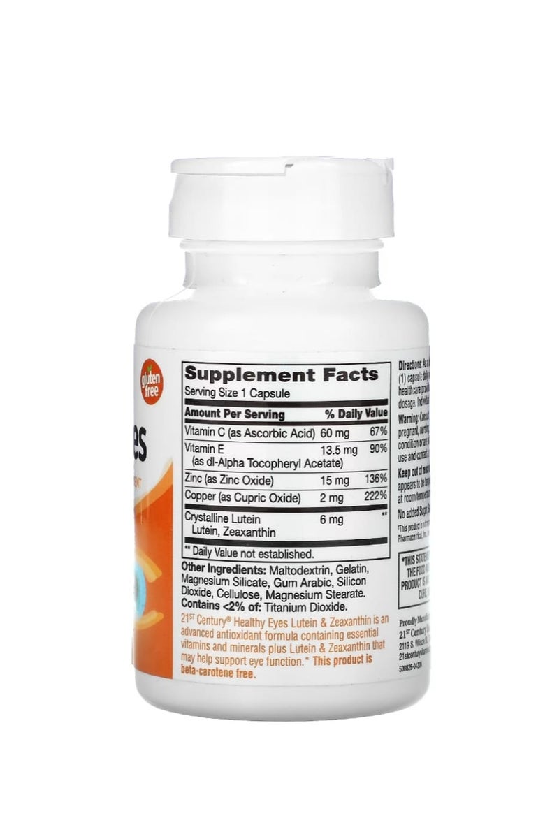 21st Century Eye Health Lutein & Zeaxanthin 60 Capsules - Image 2