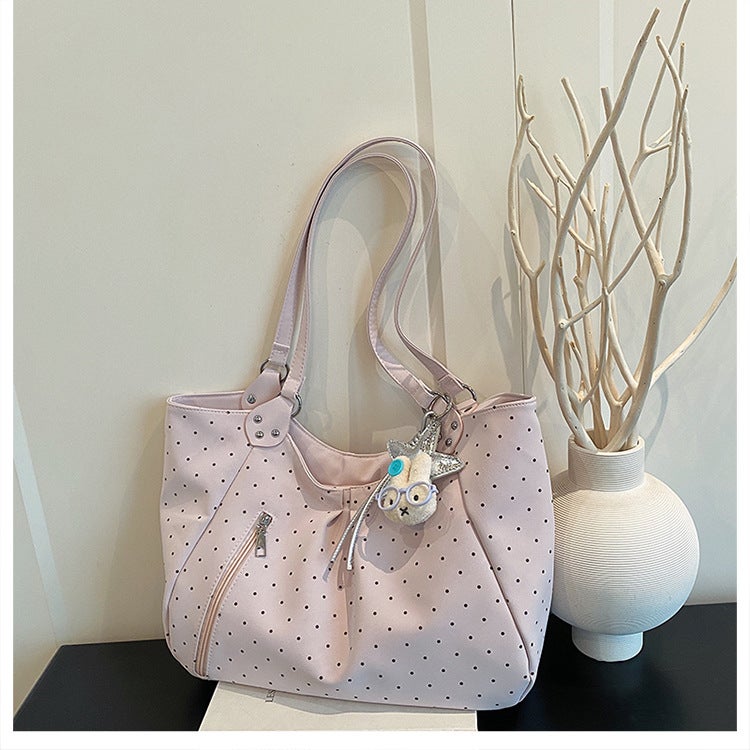 2026 New Korean Style Polka Dot Sweet Tote Bag, Large Capacity Shoulder Bag - Image 4