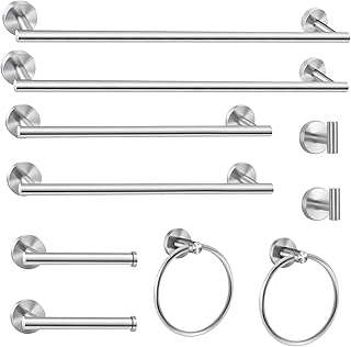 Cilee 10 Piece Brushed Nickel Bathroom Hardware Set, 24 inch Brushed Nickel Towel bar Towel Ring Toilet Paper Holder - Image 1
