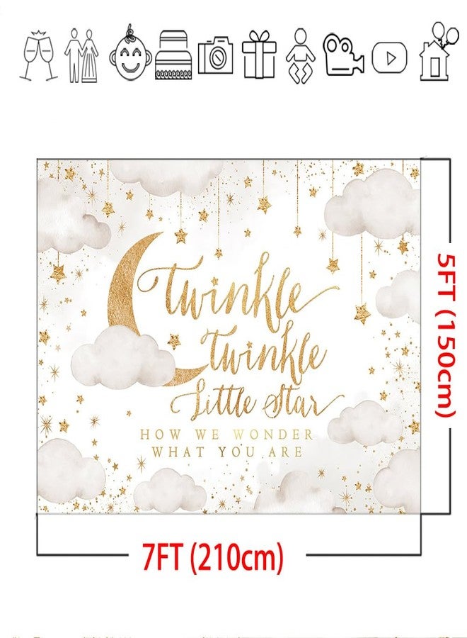موكسيكا خلفية Mocsicka Twinkle Twinkle Little Star بيج اللون، خلفية لحفلة الكشف عن جنس المولود (ولد أو بنت)، ديكورات خلفية لحفلة استقبال المولود الجديد، ديكورات على شكل سحابة وقمر، خلفيات لجلسات التصوير (بيج، 7 × 5 قدم) - Image 5