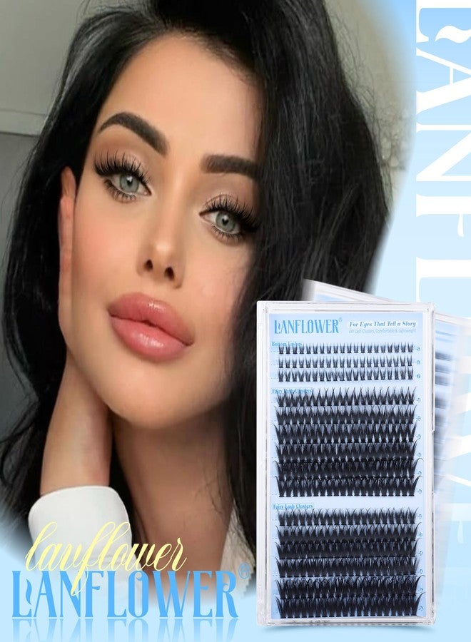 LANFLOWER Wispy Lash Clusters with Bottom Lashes Fairy Eyelash Clusters 300Pcs Spiky Cluster Eyelash Extensions C Curved Cluster Lashes with Bottom Lash Clusters Individual Lashes by Lanflower - Image 3
